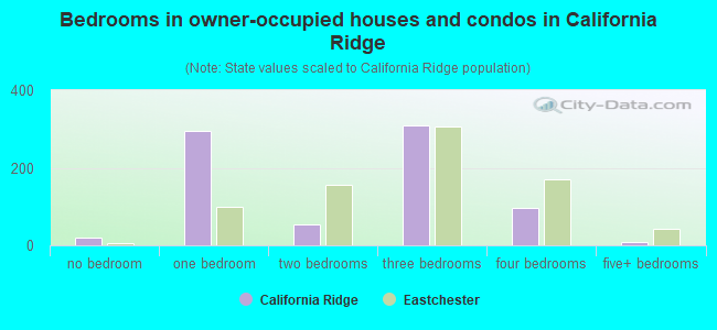 Bedrooms in owner-occupied houses and condos in California Ridge