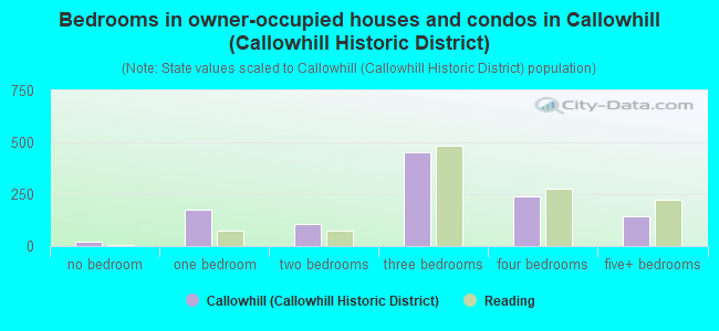 Bedrooms in owner-occupied houses and condos in Callowhill (Callowhill Historic District)