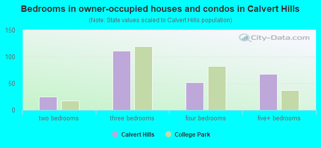 Bedrooms in owner-occupied houses and condos in Calvert Hills