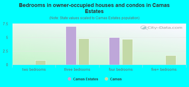 Bedrooms in owner-occupied houses and condos in Camas Estates