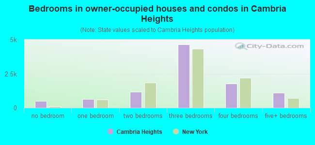Bedrooms in owner-occupied houses and condos in Cambria Heights
