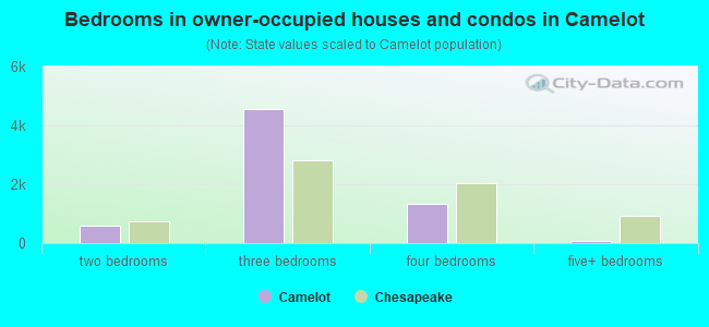 Bedrooms in owner-occupied houses and condos in Camelot