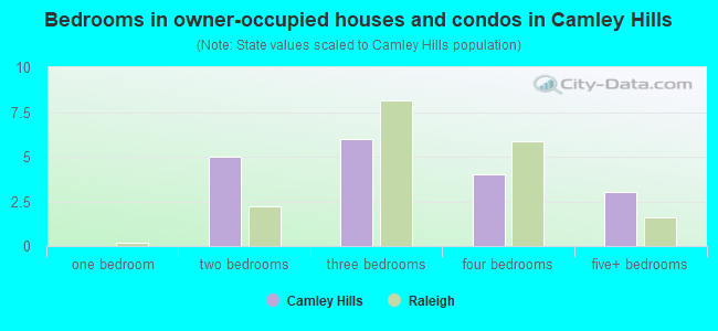 Bedrooms in owner-occupied houses and condos in Camley Hills