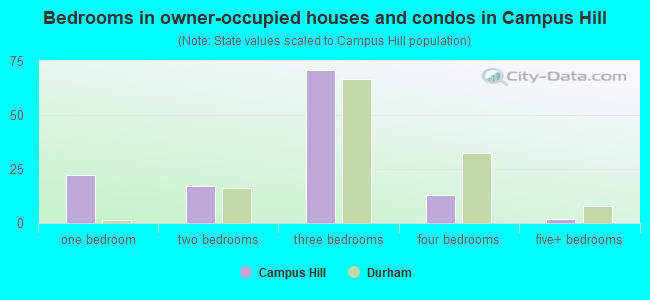 Bedrooms in owner-occupied houses and condos in Campus Hill