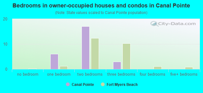 Bedrooms in owner-occupied houses and condos in Canal Pointe