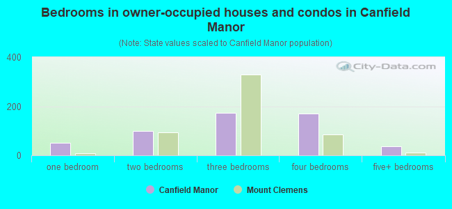 Bedrooms in owner-occupied houses and condos in Canfield Manor