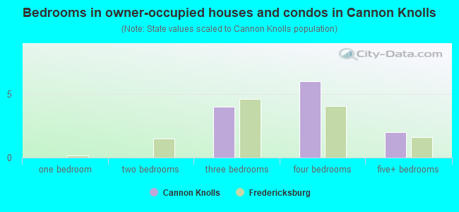 Bedrooms in owner-occupied houses and condos in Cannon Knolls