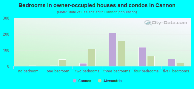 Bedrooms in owner-occupied houses and condos in Cannon