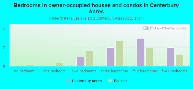 Bedrooms in owner-occupied houses and condos in Canterbury Acres