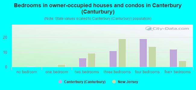 Bedrooms in owner-occupied houses and condos in Canterbury (Canturbury)