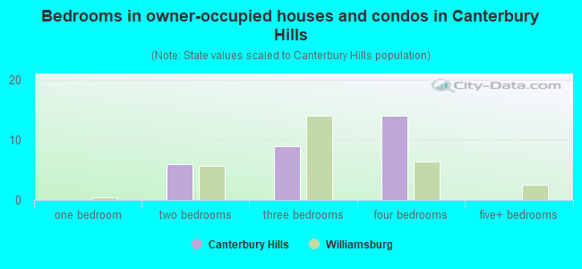 Bedrooms in owner-occupied houses and condos in Canterbury Hills