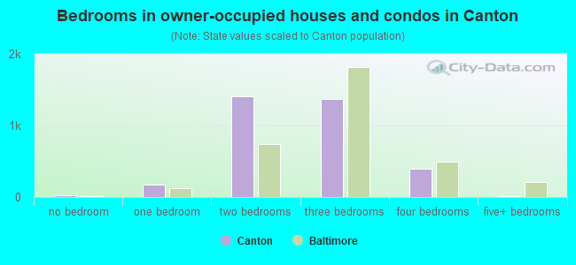Bedrooms in owner-occupied houses and condos in Canton