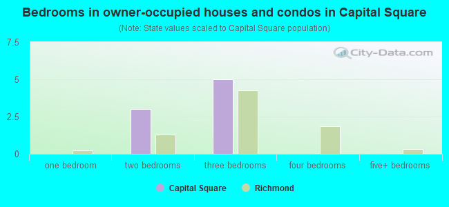 Bedrooms in owner-occupied houses and condos in Capital Square