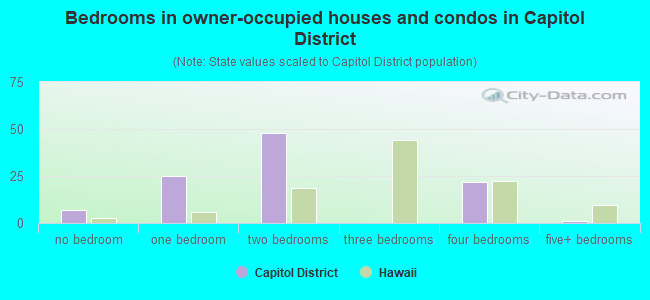 Bedrooms in owner-occupied houses and condos in Capitol District