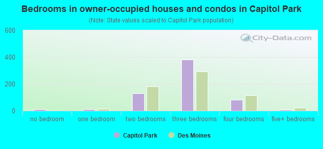 Bedrooms in owner-occupied houses and condos in Capitol Park