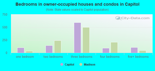 Bedrooms in owner-occupied houses and condos in Capitol