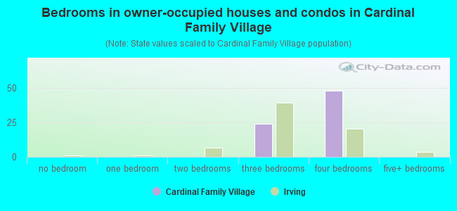 Bedrooms in owner-occupied houses and condos in Cardinal Family Village