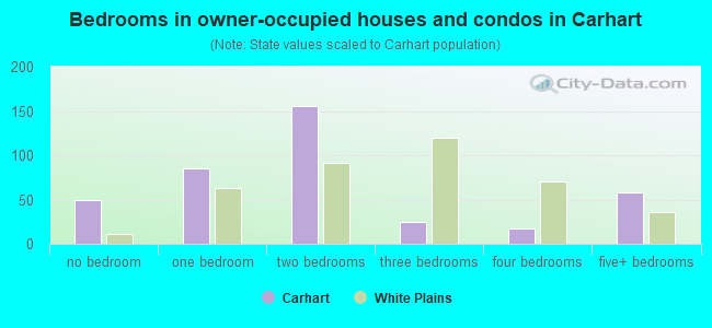 Bedrooms in owner-occupied houses and condos in Carhart