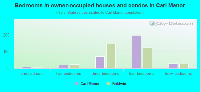 Bedrooms in owner-occupied houses and condos in Carl Manor