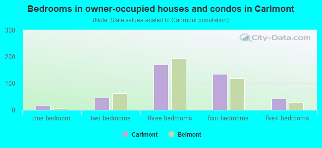 Bedrooms in owner-occupied houses and condos in Carlmont