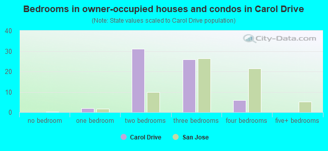 Bedrooms in owner-occupied houses and condos in Carol Drive
