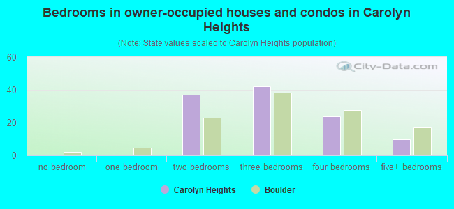 Bedrooms in owner-occupied houses and condos in Carolyn Heights