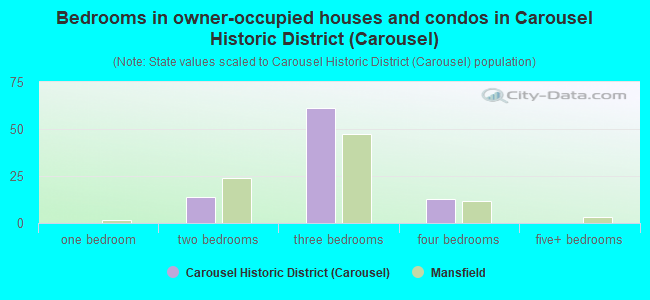 Bedrooms in owner-occupied houses and condos in Carousel Historic District (Carousel)