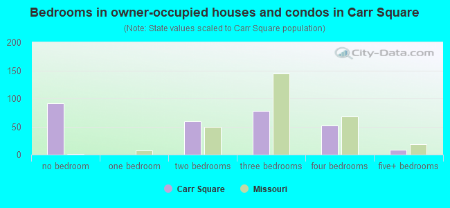 Bedrooms in owner-occupied houses and condos in Carr Square