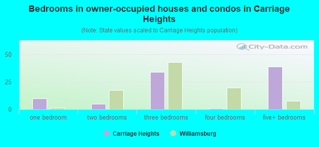Bedrooms in owner-occupied houses and condos in Carriage Heights