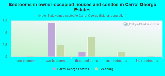 Bedrooms in owner-occupied houses and condos in Carrol George Estates