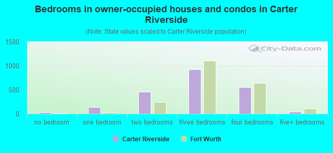 Bedrooms in owner-occupied houses and condos in Carter Riverside
