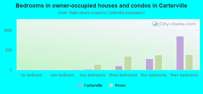 Bedrooms in owner-occupied houses and condos in Carterville