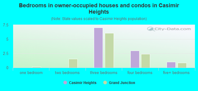 Bedrooms in owner-occupied houses and condos in Casimir Heights