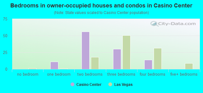 Bedrooms in owner-occupied houses and condos in Casino Center