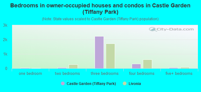 Bedrooms in owner-occupied houses and condos in Castle Garden (Tiffany Park)