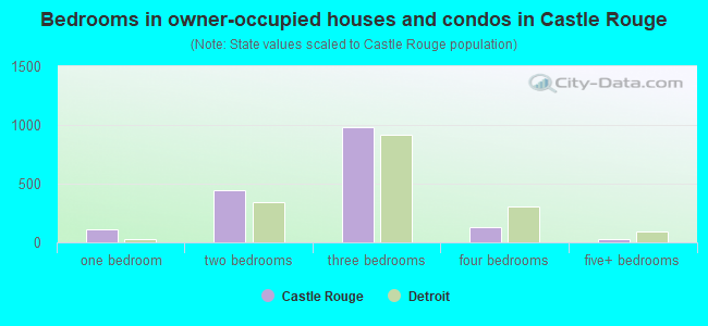 Bedrooms in owner-occupied houses and condos in Castle Rouge