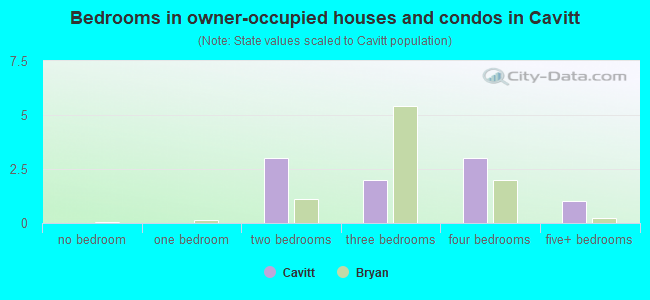 Bedrooms in owner-occupied houses and condos in Cavitt
