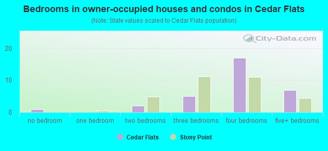 Bedrooms in owner-occupied houses and condos in Cedar Flats