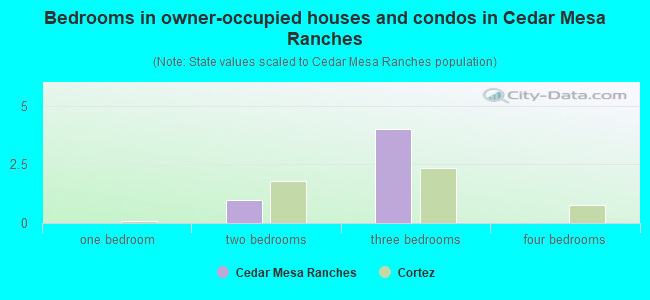 Bedrooms in owner-occupied houses and condos in Cedar Mesa Ranches