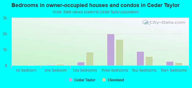Bedrooms in owner-occupied houses and condos in Cedar Taylor