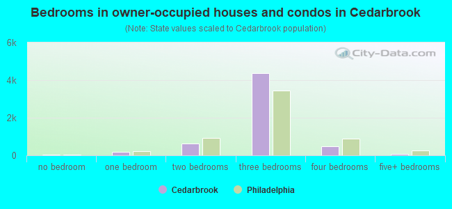 Bedrooms in owner-occupied houses and condos in Cedarbrook