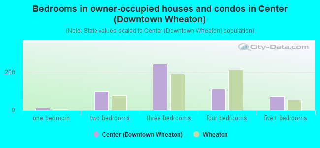 Bedrooms in owner-occupied houses and condos in Center (Downtown Wheaton)