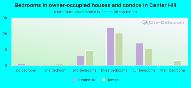 Bedrooms in owner-occupied houses and condos in Center Hill