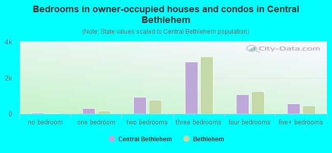 Bedrooms in owner-occupied houses and condos in Central Bethlehem