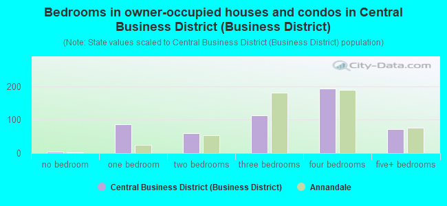 Bedrooms in owner-occupied houses and condos in Central Business District (Business District)