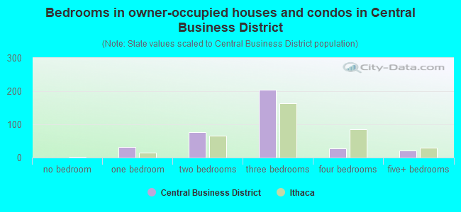 Bedrooms in owner-occupied houses and condos in Central Business District