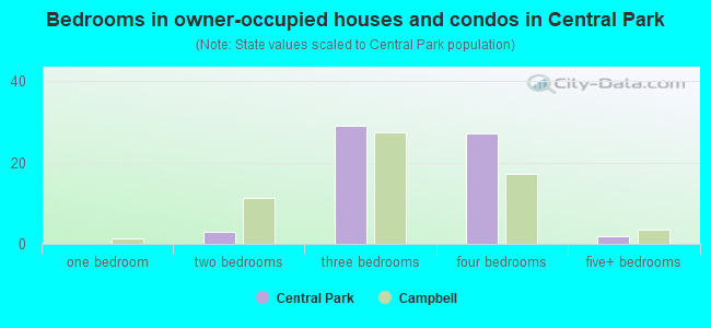 Bedrooms in owner-occupied houses and condos in Central Park
