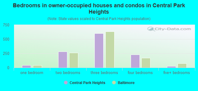 Bedrooms in owner-occupied houses and condos in Central Park Heights