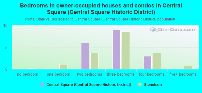 Bedrooms in owner-occupied houses and condos in Central Square (Central Square Historic District)