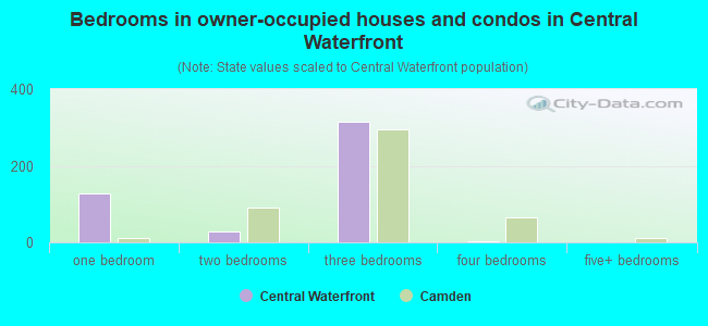 Bedrooms in owner-occupied houses and condos in Central Waterfront